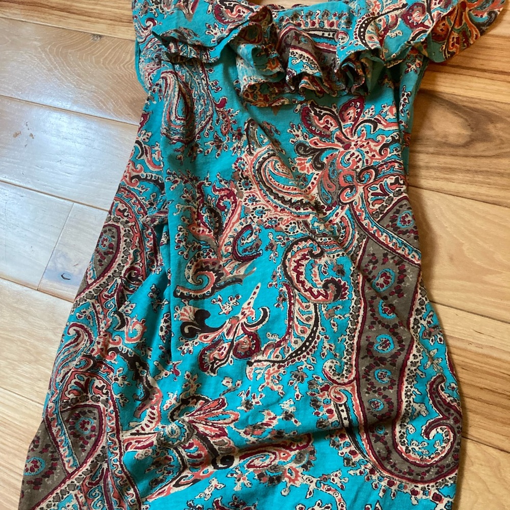 Ralph Lauren Y2K vintage Teal Paisley Ruffle Blouse - Picture 5 of 5